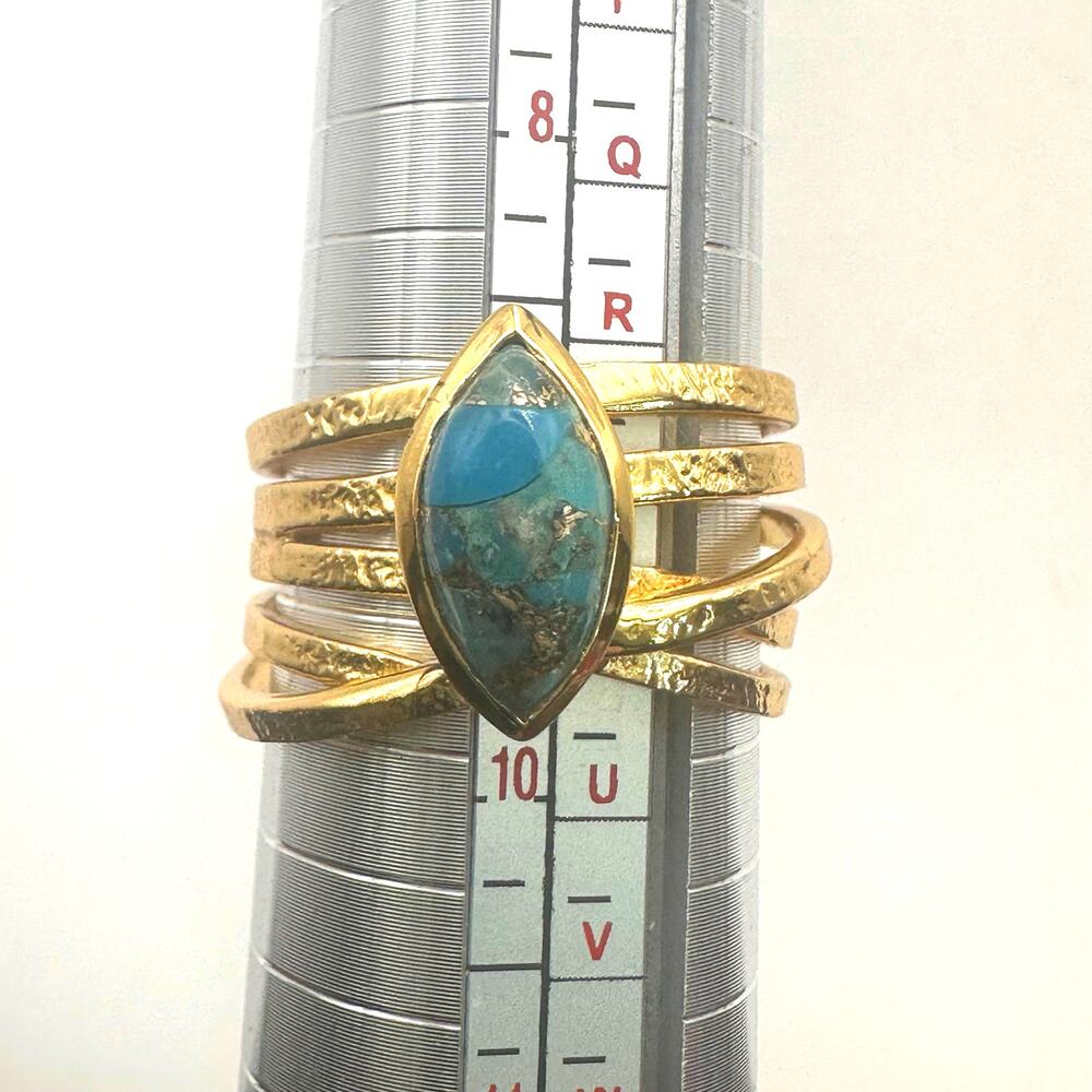 BYCILA Gold Plated over Sterling Ring Set of 2 Blue MARINA CONNIE Size 9 - Picture 2 of 10